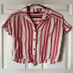 KIABI • striped button up crop cottagecore coastal seaside beach casual summer